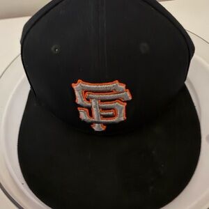 San Francisco Giants Black Snapback Hat Nike with Orange & Silver Bling Logo